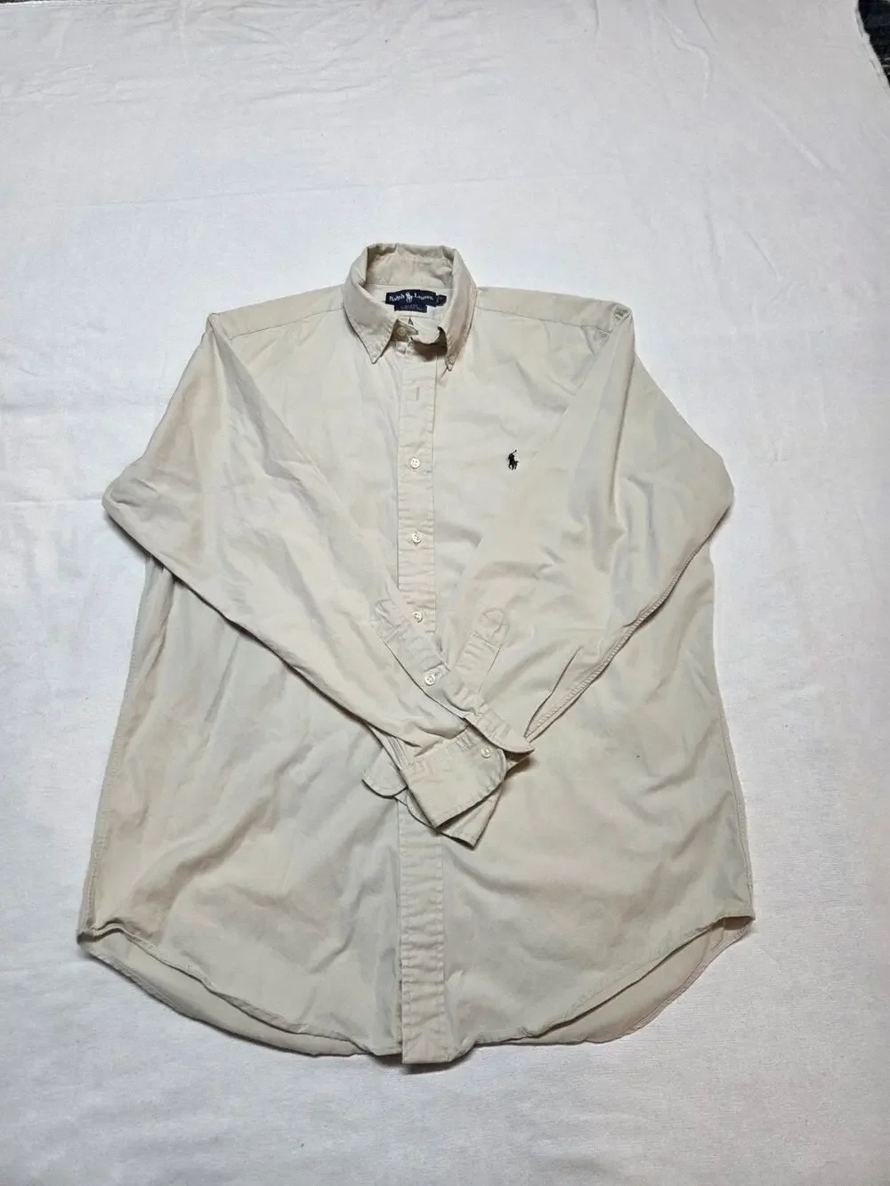 ralph lauren mens button down shirt Long Sleeve Tan Blake size M